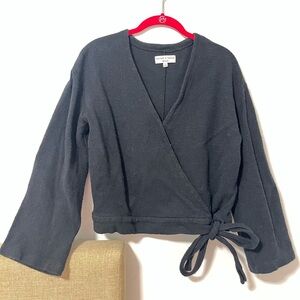 Madewell Black Texture & Thread Long Sleeve Wrap Top Size Medium